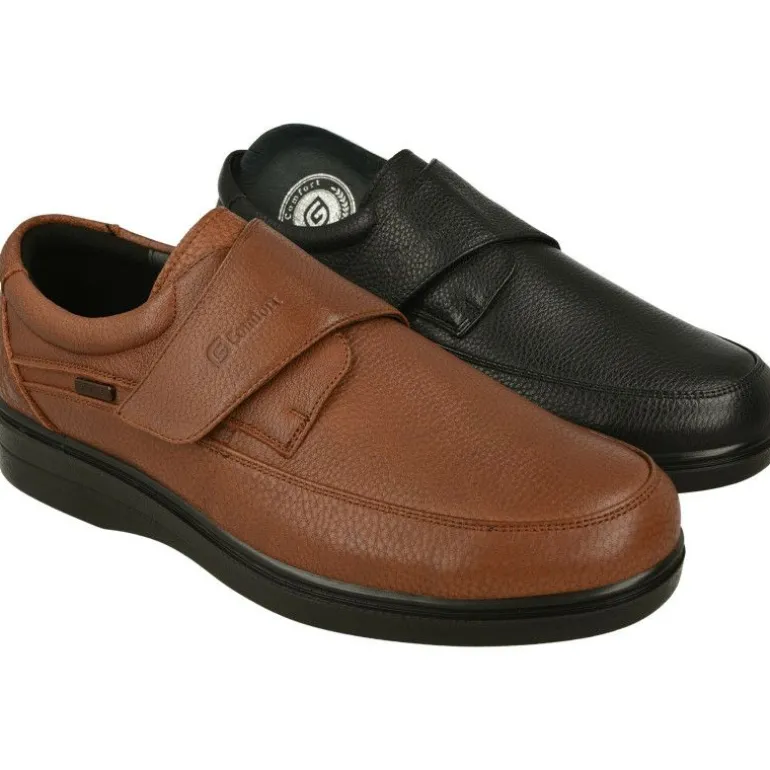Velcro De G Comfort En Piel Grabada Con Bordon En Pala, Membrana Impermeable Y Piso De Poliuretano Con Planta Extraible