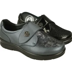 Velcro De G-Comfort En Piel Metalizada Con Pala Estampada De Licra Adaptable Con Piso Bajo De Cuna Ligera De Poliuretano.