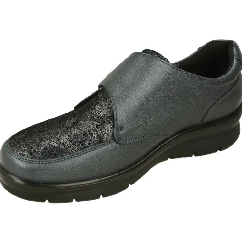 Velcro De G-Comfort En Piel Metalizada Con Pala Estampada De Licra Adaptable Con Piso Bajo De Cuna Ligera De Poliuretano.