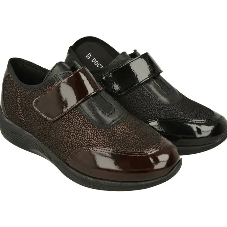 Velcro Del Doctor Cutillas En Piel Combinada Charol Grabado, Piso Pluma Latex Y Planta De Descanso Extraible