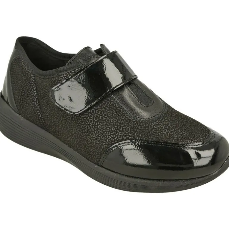 Velcro Del Doctor Cutillas En Piel Combinada Charol Grabado, Piso Pluma Latex Y Planta De Descanso Extraible