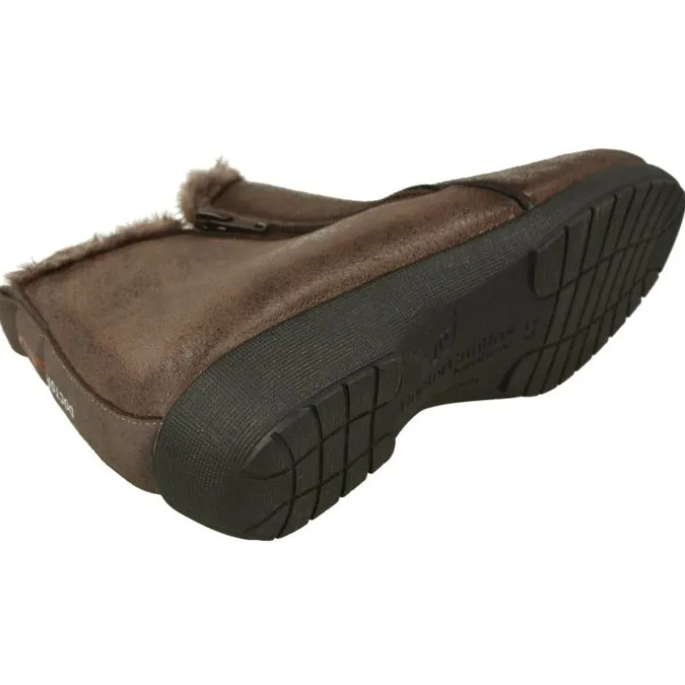 Zapatilla Botin De Doctor Cutillas En Tejido Simil Piel Con Cremallera Lateral Piso De Caucho Y Forro Borreguillo