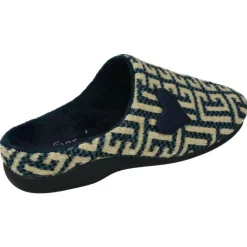 Zapatilla Chinela De Garzon De Pano, Laberinto Estampado, Planta De Descanso Movible Y Piso De Caucho