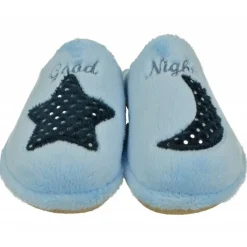 Zapatilla Chinela De Garzon En Pano De Dacha Estampado Luna-Estrella Con Piso Miroporoso Aligerado