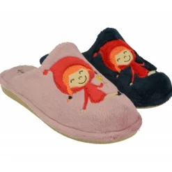 Zapatilla Chinela De Garzon En Pano Dacha Con Estampado Caperucita Y Piso Microporoso