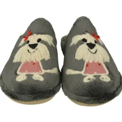 Zapatilla Chinela De Garzon En Pano Dacha Estampado Perrita Con Piso Microporoso Especial Parquet