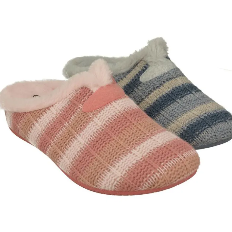 Zapatilla Chinela De Garzon En Pano Estampado Rayas, Con Piso De Cuna De Caucho Y Planta Interior De Gel Muy Confortable.