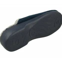 Zapatilla Chinela De Garzon En Pano Dacha Con Bordes De Lana Y Bordado En Pala Con Piso De Caucho Y Horma De Ancho Especial