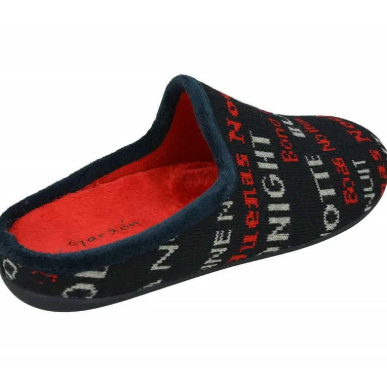 Zapatilla Chinela De Garzon En Pano Estampado Buenas Noches Con Planta Descanso Extraible Y Piso De Caucho