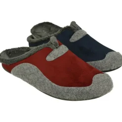 Zapatilla Chinela De Garzon En Pano Combinado Con Piso De Caucho Y Planta De Descanso Extraible