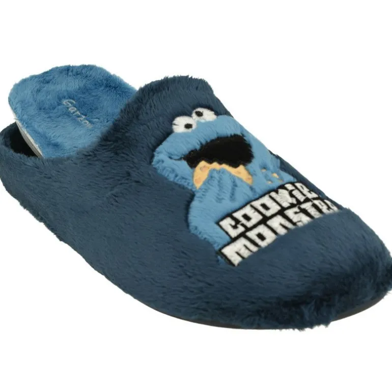 Zapatilla Chinela De Garzon En Pano Dacha Con Estampado Come Galletas Y Planta De Descanso Extraible