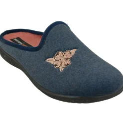 Zapatilla Chinela Del Doctor Cutillas En Pano Liso Con Bordado, Planta Anatomica De Descanso Extraible Y Piso De Caucho